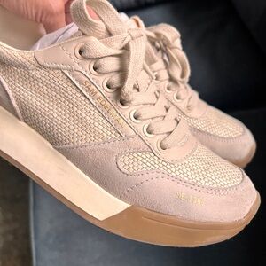 Sam Edelman Women's Layla Beige  suede woven Sneakers